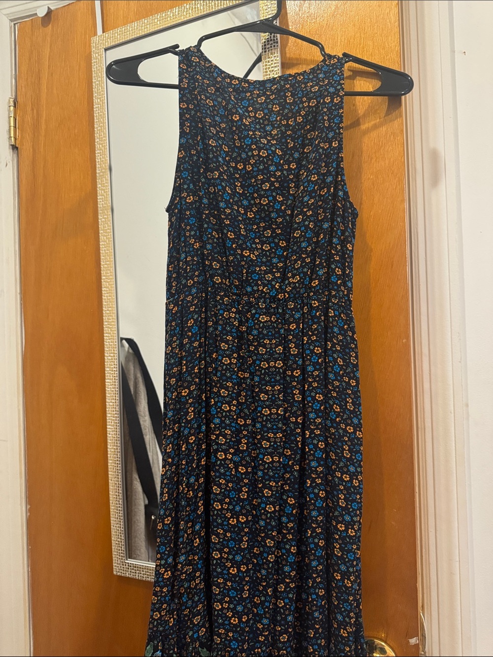 Temofon Size S Black and Blue Floral Sleeveless Maxi Dress - Picture 5 of 5